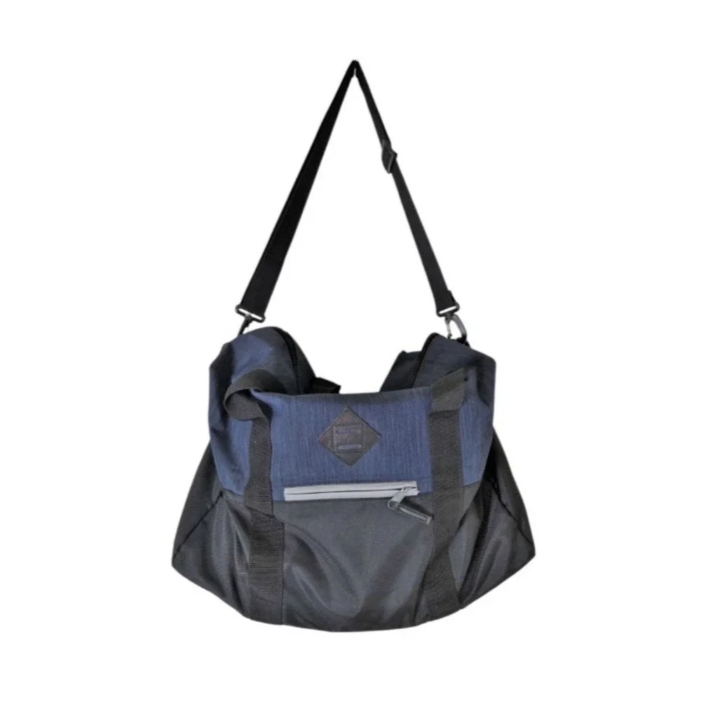 Merona Duffle Bag‎ Blue Black Colorblock Travel Gym Weekend Tote Shoulder Strap